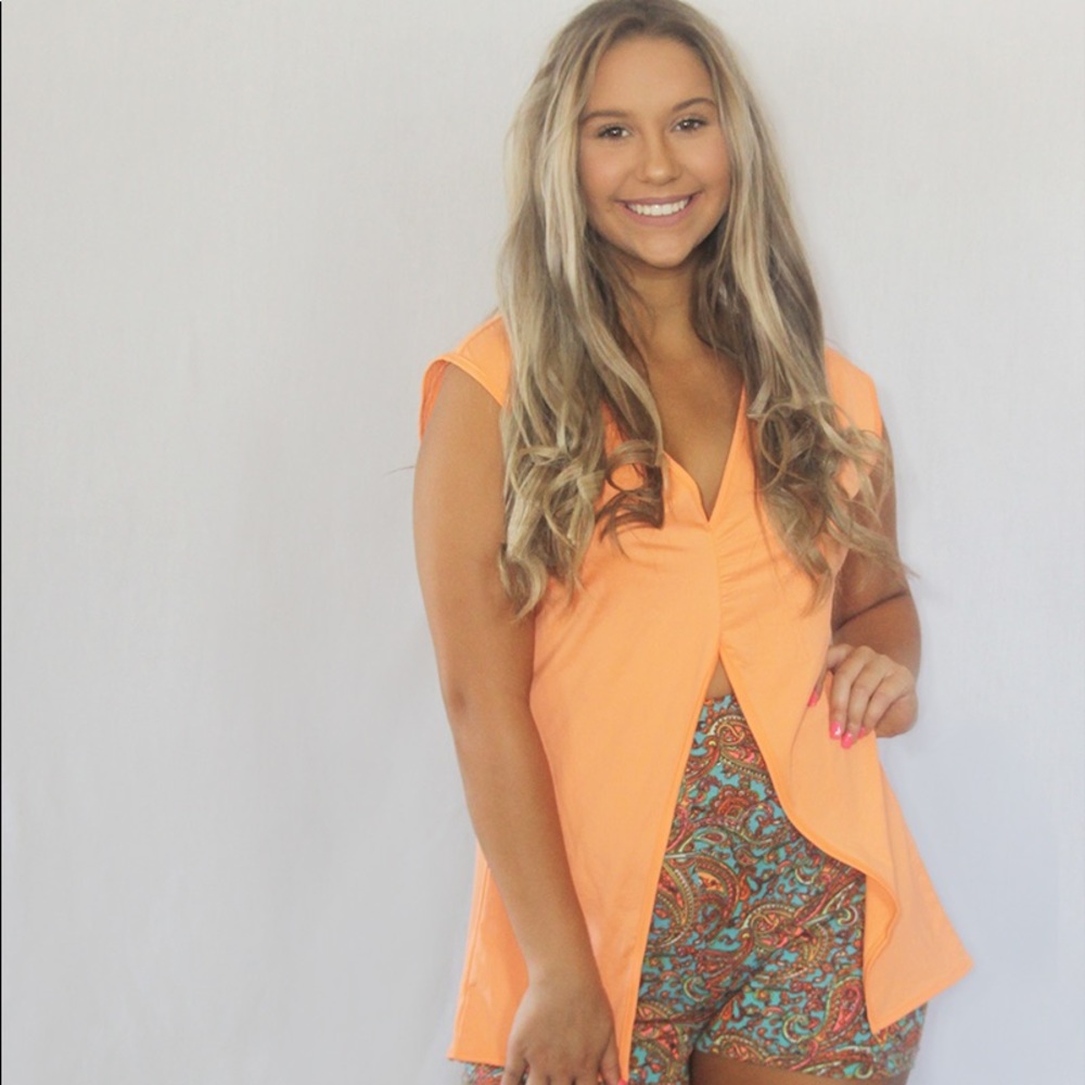 Shorts set orange xxs-1x pj Pajamas women’s ladies retro 70’s